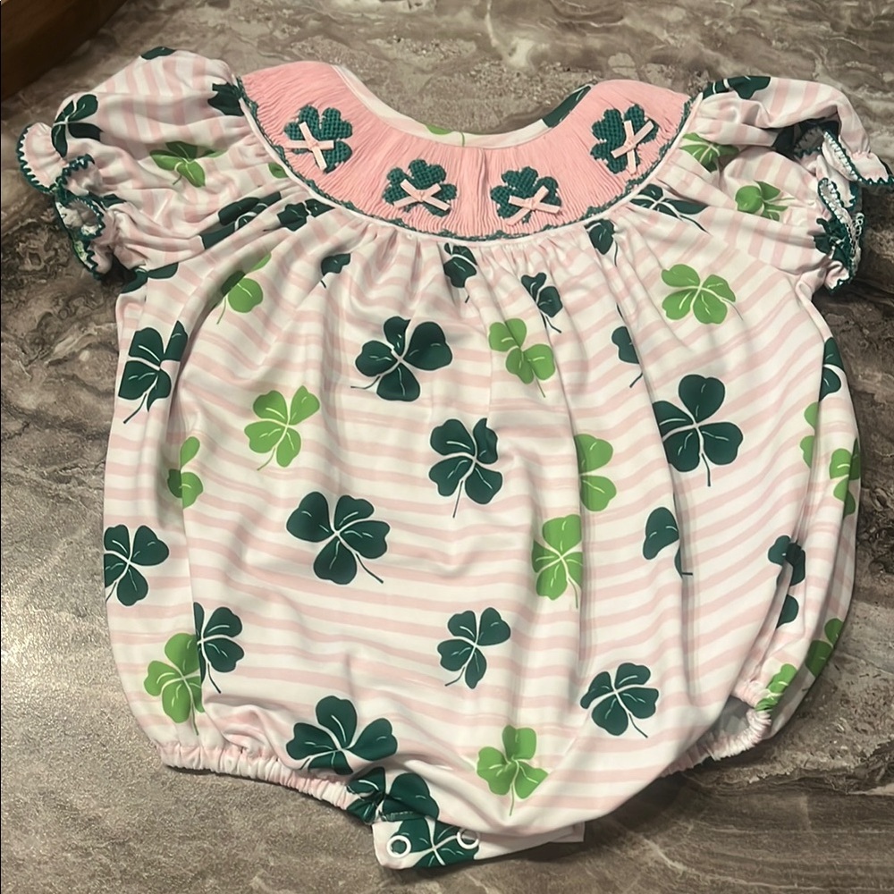 Pink and Green Shamrock Kids One Piece